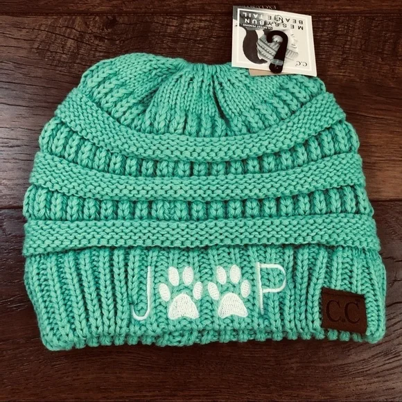 Jeep Paw Print Pony Tail Messy‎ Bun Beanie J**P Paw Print Hat | Distressed Baseball Cap OR Ponytail Hat  main image 4